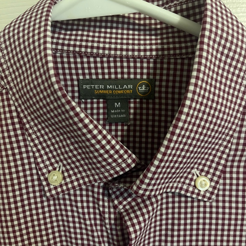 Peter Millar Men's Burgundy Check Shirt